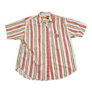 90's Vertical Striped Button Up Short Sleeve Shirt